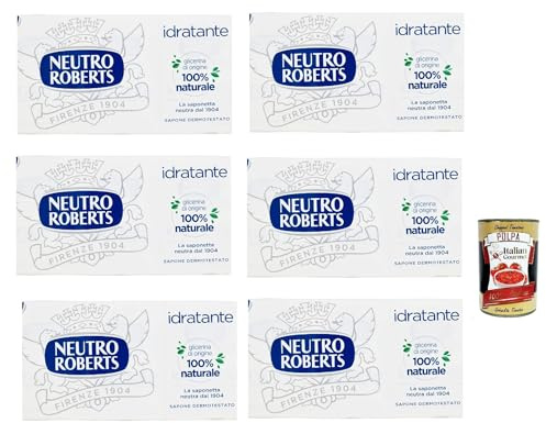 Italian Gourmet Sapone solido idratante Körperpflege-Seife, 6 x 3 x 100g | Con formula delicata / sanfte Reinigung für Hände, angenehm im Alltag, Gesamtnettogewicht 300 g + Kostenlos Polpa 400g