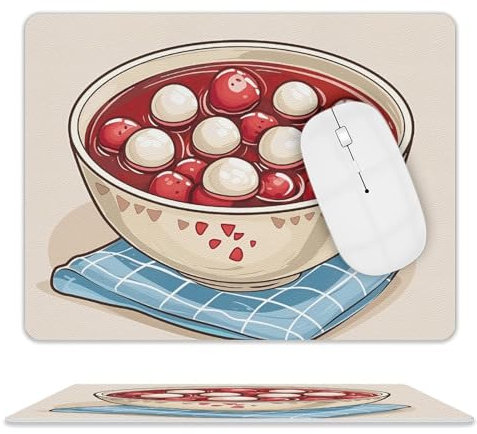 LYDSKGEQ Mouse Pad, A Bowl of Red Bean Soup Printed Leather Mouse Pads,Comfortable and Durable,Desk Pad Suitable for Daily Office Use