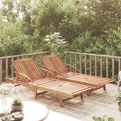 FAZENHUA Klappbarer Chaiselongue-Sessel mit Rollen, Liegestuhl mit ausziehbarem Beistelltisch, Sonnenliegen-Möbel im Freien für Terrasse, Pool, Strand, Pool – 2er-Set mit Tisch