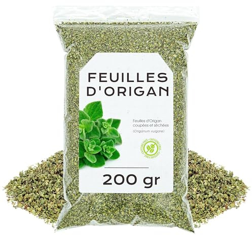 Origan Feuilles Séchées 200g - Tisane d'Origan | Avec un Arôme Intense et une Saveur Méditerranéenne, Idéal pour Cuisine, Assaisonner les Plats et Préparer des Infusions