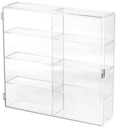 sourcing map Transparente Acryl-Vitrine für 1:32, 8 Quadrate, 30 x 29 x 7,6 cm, staubdichter Organizer für Modell-Rennwagen, Räder, Sammlerstücke