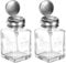 sourcing map 2PCS 4Oz / 120ML Glass Pump Dispenser Bottle Square Clear Liquid Pumping Press Push Down Alcohol Container with Metal Flip Cover for Makeup Remover