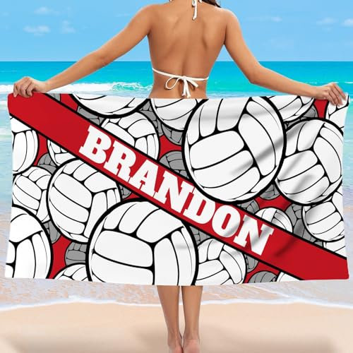 Jodimitty Mikrofaser Strandtuch Sport Ball Thema Muster, personalisierte Strandtuch für Erwachsene Kinder, Schnell Trocknend, Sand frei, 60x120cm/76x152cm/90x180cm (Volleyball)