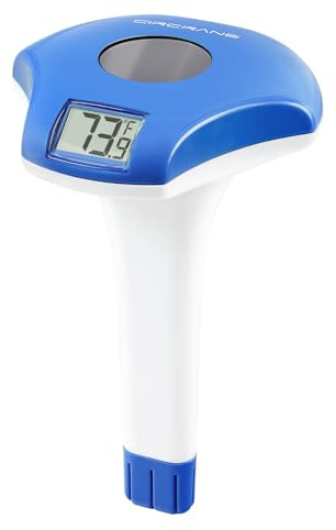 Circrane Solar Digital Pool & Spa Thermometer, Weather Resistant Floating Thermometer, IPX-8 Water Proof, 10s Measuring Cycle, Solar Powered with 270 Days Battery Life, Dark Blue