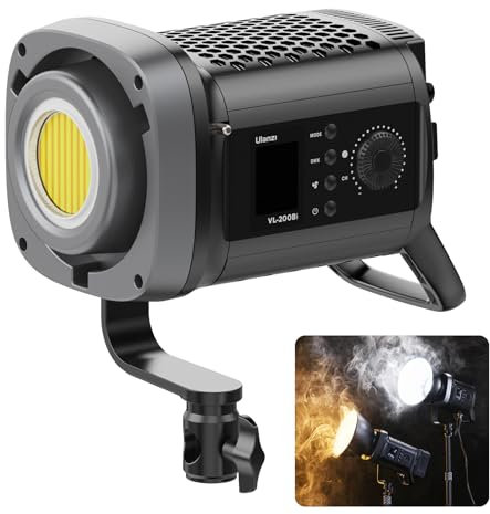 ULANZI V-Mount LED Video Light COB Continuous Output Lighting, 200W Bi Color COB Bowens Mount Photography Fill Light with App Control Studio Light