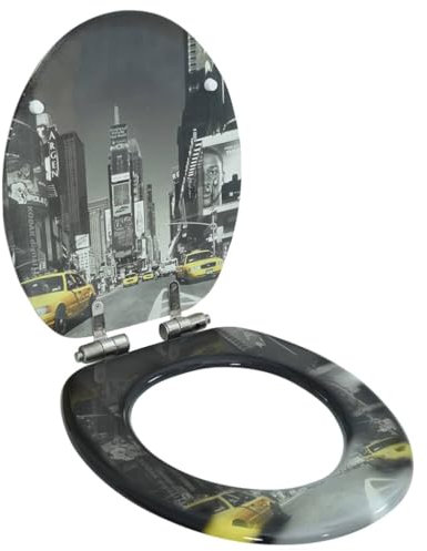 Kangmusi Toilettensitz mit Soft-Close-Deckel MDF New York Design, 143932kangmusi