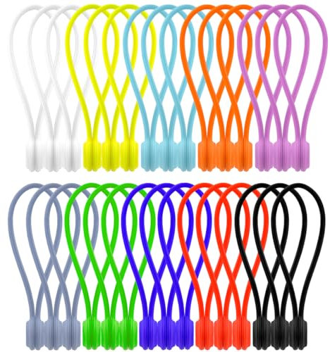 USENG Set di 30 pezzi di Avvolgicavo Magnetico in Silicone da 19 cm, Raccogli Cavi, Proteggi Cavo Cellulare, Cable Organizer, Fascette Cavi,Colorato Regolabile de Fascette Silicone,Fermacavo Magnetico