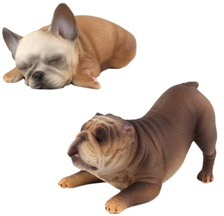 WOONEKY 2st Simulations-Bulldogge Hundemodell Kinderspielzeug Spielzeughunde Für Kinder Bulldoggenspielzeug Tierspielzeug Spielzeugfigur Kleine Hundefiguren Welpenspielzeug Für Kinder