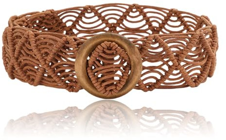 Geflochtener Rattan Taillengürtel für Kleider - Breiter Boho Strohgürtel für Frauen, Gewebter Bund