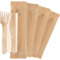 25/50/100/250 BIS DI POSATE IMBUSTATE CON TOVAGLIOLO - monouso - biodeagradabili - SET BIANCO Posate compostabili 100% Naturale (100 PEZZI LEGNO)