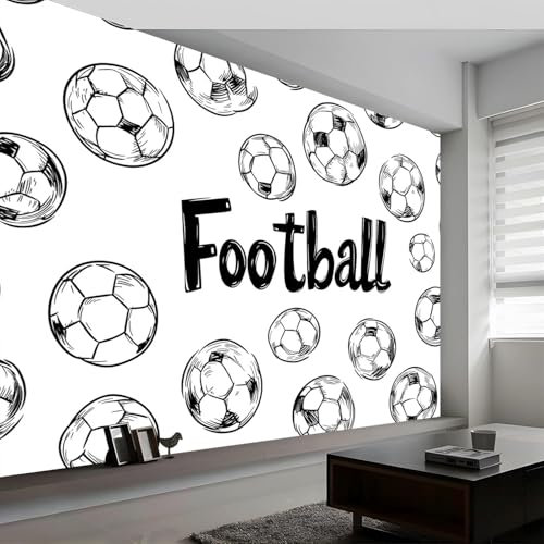 Luowenji Papier Peint Panoramique Football 300x210 cm 3D Papier Peint Intissé Enfants Adolescents Garçons Photo Trompe l'oeil Poster Geant Mural Salon Chambre Enfant Chambre Décoration Murale a.1236