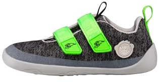 Affenzahn Barfußschuh Knit Happy mit Klettverschluss, Vegan, rutschfest, Flexibel, Reflektierend, besonders leicht in Größe 21-32 Panther - Grau