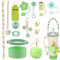 Stanley Cup Lot de 17 accessoires pour gobelets de 800 à 1100 ml, avec bande de bouteille, anneau pour gobelet, protection de sol, couvercle à paille, ornements, pour gobelets de 800 à 1100 ml, vert