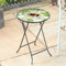 Marco Paul Table d'appoint de jardin en verre avec dessus décoratif en forme d'abeille – Cadre en métal robuste pour jardin, terrasse, extérieur, table de bistrot pliable (abeille)