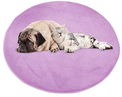 ping bu Großes Hundebett, Haustiermatte, rund, weich, warm, Plüsch, rutschfest, beruhigend, für den Innenbereich, waschbar, Hundekissen, Bodenmatte (50 x 50 cm, Lila)