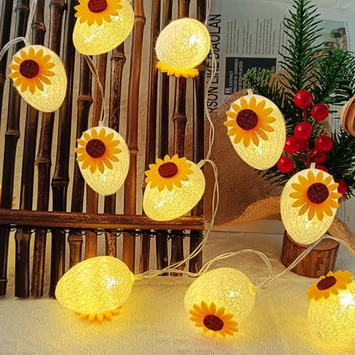 Osterdeko Lichterkette Ostern, 2025 Neu 5 Fuß Lange 10 Ostern Led Eier Decoration, Lichterkette Frühling Warmweiße Ostern Deko, Mini Lichterkette Batteriebetriebene für Innen Fenster Osterdeko