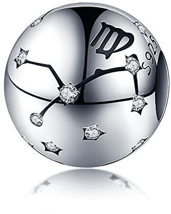 CQWVB Damen Charm Anhänger Sternzeichen für Armband 925 Sterling Silber 12 Sternbilder Charms Beads passend für Pandora Armband, Kompatibel mit Europäischen Halskette für Frauen Mädchen