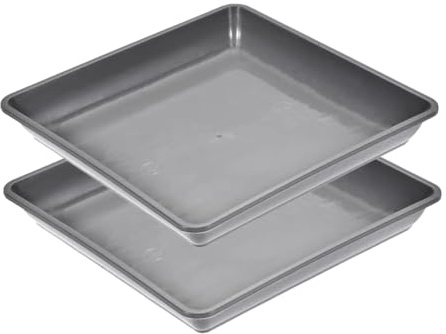 Square Plant Saucers, 2 Pcs Plastic Thicker Plant Pot Water Trays for Indoor Outdoor Garden Plants Flowers (Grey, 22x22 cm)