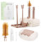 7 in 1 Baby Bottle Brush Set, Travel Baby Bottle Cleaning Kit, Complete with Silicone Bottles Cleaner Brushes, Straw & Pacifier Brush, 2 Drying Rods, Soap Dispenser, Storage Box, for Travel & Home
