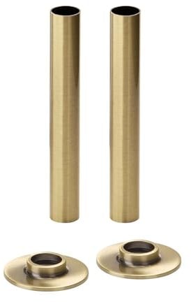 MILANO Brushed Gold Radiator Pipe Sleeve Covers and Flanges | Steel Construction. Suitable For Radiators & Heated Towel Rails. Conceals Pipes From View. Includes Two Pipes & Flanges.