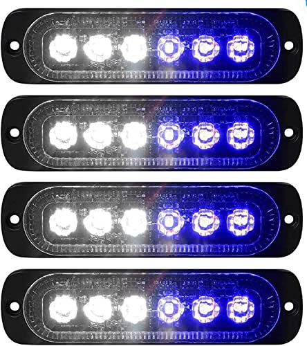 Guirlande Lumineuse LED, 4 lumières stroboscopiques d'urgence à LED, 6 lumières stroboscopiques d'avertissement d'urgence à LED pour Voiture, Camion, fourgonnette, véhicule Tout-Te