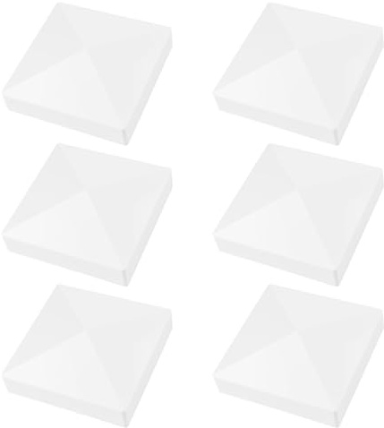 UFURMATE 5 x 5 Inch PVC Post Caps, 6Pcs White Fence Top Covers Waterproof and UV Resistant Fence Caps for Wooden Post Protection