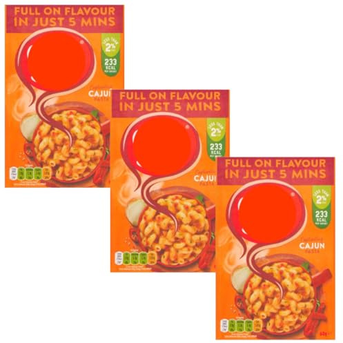 Cajun Style Pasta, Creamy Spicy Sauce, 60g Sachets, Pack of 3, Less Than 2% Fat, 233 Kcal