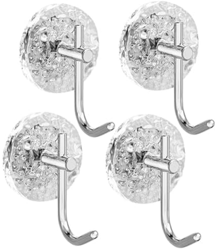 Eighosee 4PCS Wall Hooks Punch-Free Adhesive Hooks Set Kit for Hanging Coat, Hat, Towel, Robe, Scarf, Purse, Keys, Lamp, Wall Decor-B