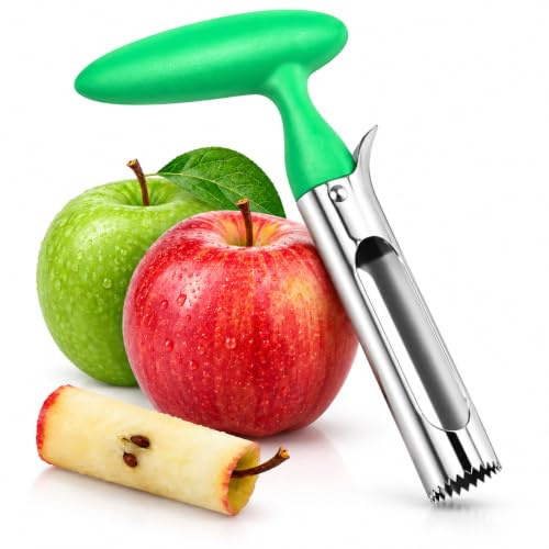 Apfelentkerner,Apfelausstecher Edelstahl,Kerngehäuse Ausstecher Apfel Corer Apfelstecher Apfelausstecher mit Abs-Griff,Kitchen Entkerner Apfe Schneider Obstentkerner für Apfelkernausstecher (Grün)