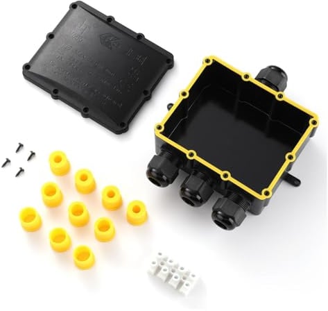 Lumonic 4-Wege Abzweigdose wasserdicht IP68 | schnelle, sichere Kabelverteilung | für Kabel 0,5-4mm² | UV-Beständig, -40°C bis+ 105°C | Verteilerdose für Outdoor, Garten, Erdkabel