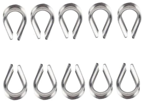 FACAIIO Drahtseil-Kausche, 6 mm, für Marine-Yacht-Rakeling, 316 Edelstahl, robuste Hardware, 10 Stück