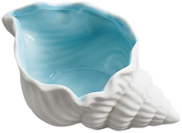 Oriental riverkit Sea Shell Keramik Schmuck Dekoschale (Blau und Weiß) | 14 x 7,5 x 5,5 cm, Keramik Schmuckteller, Schmucktablett für Hochzeitsdekor, Wohndekorationen und Schmuckaufbewahrung