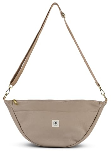 Grünes Glück Canvas Moon Bag LARGE, Crossbody Bag, Kinderwagen Organizer | Umhängetasche mit Innen- & Außentasche, verstellbarem Gurt – als Moonbag oder Kinderwagen Organizer geeignet.