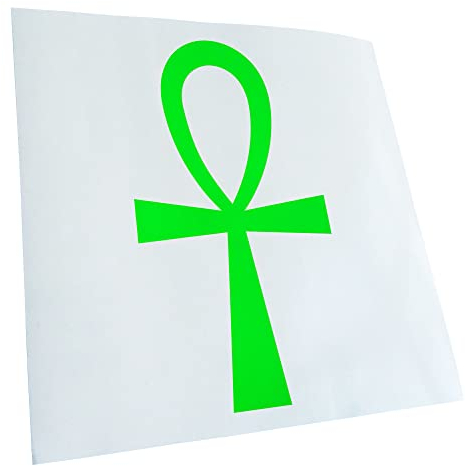 Kiwistar - Autoaufkleber - neongrün - 30 x 16 cm - Ankh Kreuz - Heckscheibenaufkleber - Aufkleber für Auto Kfz Fahrrad, LKW, Truck Mofa