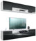 Vladon Wohnwand Mogan, Weiß matt/Schwarz Hochglanz - Moderne Anbauwand bestehend aus 2 TV-Boards (181 x 147 x 35 cm)