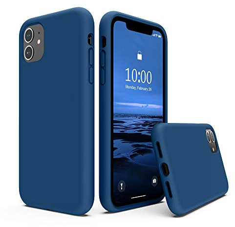 SURPHY Liquid Silicone Case Compatible with iPhone 11 Case, Soft Rubber Full Body Thickening Design Shockproof with Microfiber Cloth Lining 6.1 inch Phone Case for iPhone 11, Horizon Blue