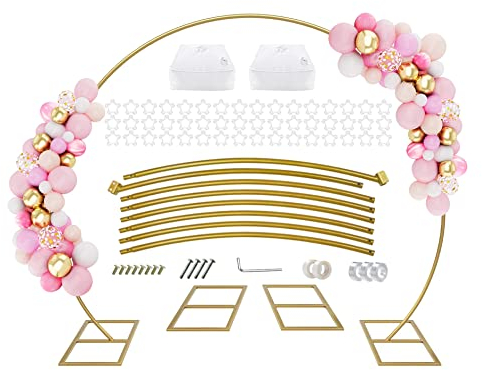 PILIN Ballonbogen Kit Metall Ballonbogen Stand Halbkreisbogen für Geburtstag, Party, Hochzeit Dekoration 2.7M GOLD