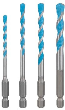 Bosch Lot de 4 forets EXPERT HEX-9 Multi Construction (pour béton, embouts en céramique doux, 4-8 mm, accessoires professionnels pour perceuse à percussion, visseuse, perceuse)