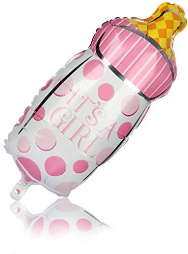 Ballon It's a girl - Geburtstagsdeko mit Folien-Ballon in rosa - XL Luftballon in Flaschenform für Babyparty (01 Stück - Mädchen) | XL Luftballon in Flaschenform für Babyparty