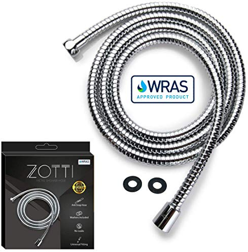 Zotti 1.5m Shower Hose | Stainless Steel Replacement Shower Hose | Leakproof and Anti-Kink | Universal Standard Fitting | High Pressure Resistance | Easy DIY Replacement | Includes 2 Washers