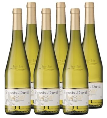 Plessis Duval - AOP Muscadet Sevre et Maine sur Lie - Vin Blanc - Lot de 6 bouteilles x 75 cl