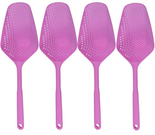 Hoshen - Scolapasta per alimenti, colino lungo, cucchiaio per ghiaccio in plastica, filtro colino, utilizzato per cucinare e cuocere prodotti in cucina, colore: Rosa