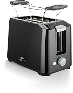 LENTZ 2-Scheiben Toaster 700 Watt Toastautomat mit Brötchenaufsatz Schwarz