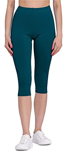 Bellivalini Damen Leggings Bequeme und atmungsaktiv Leggings 3/4 aus Viskose BLV50-148 (Smaragdgrün, L)