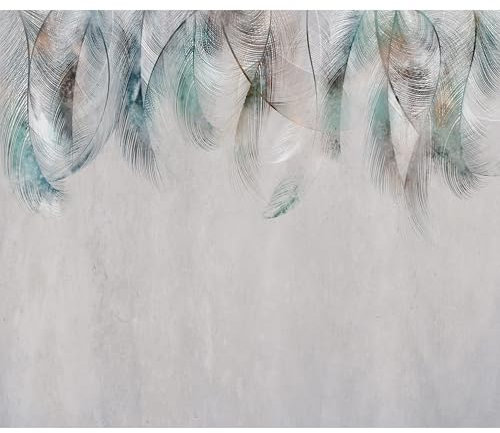 decomonkey - Papier Peint Panoramique Plume 250x175 cm - Décoration murale moderne – Tapisserie décorative pour chambre salon - Fond de plumes colorées grises
