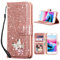 UEEBAI Wallet Case for iPhone 7 Plus/iPhone 8 Plus, Premium Sparkly Glitter PU Leather Phone Case Card Slots Kickstand Case Magnetic Closure Bling Case Shiny Flip Cover with Wrist Strap - Rosegold