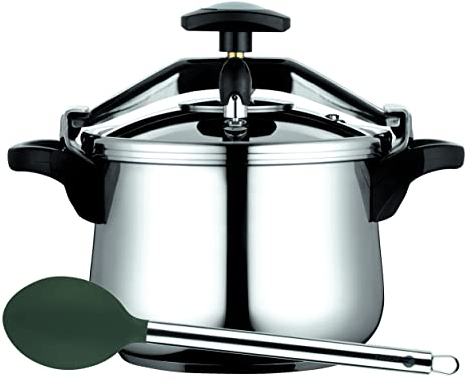 Fagor Clásica Bombe Olla a Presión 6 Litros, Inducción, Express, Acero Inoxidable 18/10, Todo Tipo Cocinas, Fondo Termo Difusor, 3 Sistemas Seguridad, Incluye Cucharon Melier de Nylon
