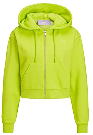 JJXX Jxabbie LS Reg Every Brush Cappuccio Zip Noos Felpa, Lime Punch/Stampa: Lime Cream, M Donna
