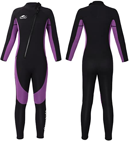 Gogokids Muta Junior con Zip Frontale - 2.5MM Muta Termica in Neoprene per Ragazze 8-16 Anni per Piscina Surf Kayak Nuoto e Immersioni