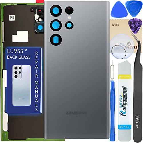 LUVSS Coperchio Copribatteria Scocca Vetro Posteriore Imposta per Samsung Galaxy S22 Ultra SM-S908 (Graphite)